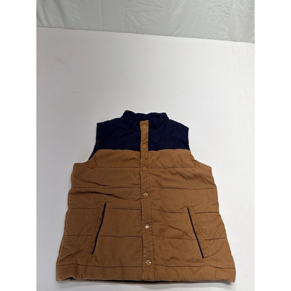 Tommy Bahama Boys Reversible Puffer Vest Navy Tan Corduroy Large
